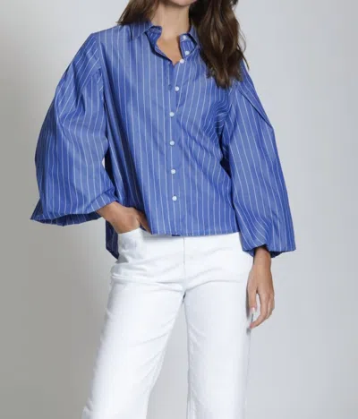 Apny Blouson Front Button Shirt In Blue