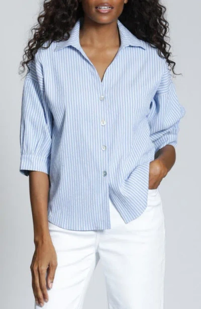 Apny Blouson Sleeve Shirt In Blue