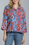 Apny Boxy Cotton Shirt In Blue Multi