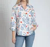 Apny Boyfriend Button-up Shirt In Blue Floral
