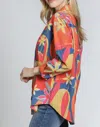Apny Boyfriend Button Up Shirt In Orange Multi Color In Multi