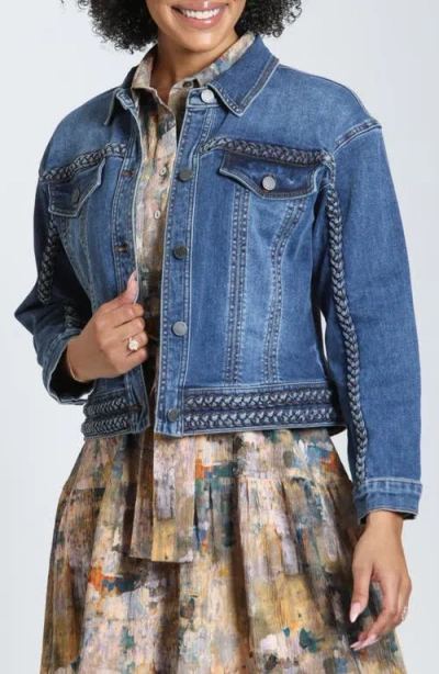 Apny Braided Denim Jacket In Blue