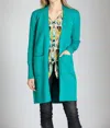 Apny Button Back Cardigan In Turquoise In Blue