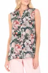 Apny Button Up Tank Top In The Sea-side Floral Print