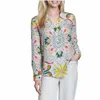 Apny Button-up With Roll-up Sleeve Shirt In Mediterranean Mosaic In White
