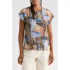 Apny Cap Sleeve Shell In Multi