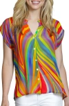 Apny Cap Sleeve Shell Top In Multi