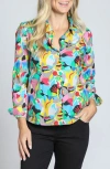 Apny Classic Floral Button-up Shirt In Bright Blue Multi