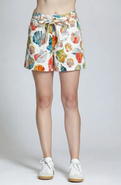 Apny Coastal Tie Waist Shorts In Multi