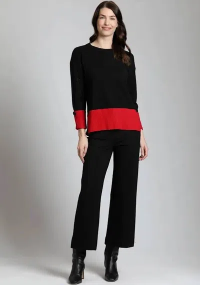 Apny Color Block Pullover Sweater In Black/red
