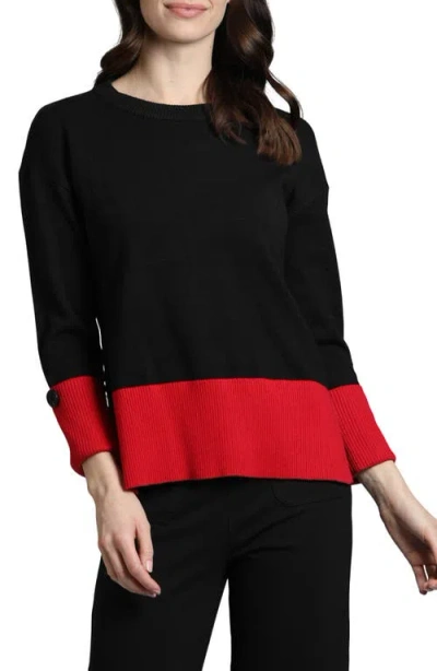 Apny Colorblock Pullover In Black/red