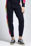 Apny Colorful Side Stripe Sweater Jogger In Navy Blue In Blue