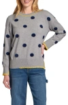 Apny Contrast Dot Sweater In Gray
