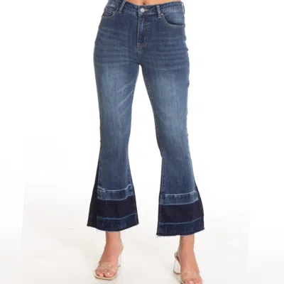 Apny Crop 2 Tone Jean In Medium Indigo In Blue