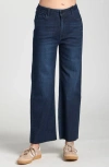 Apny Crop Raw Hem Wide Leg Jeans In Blue