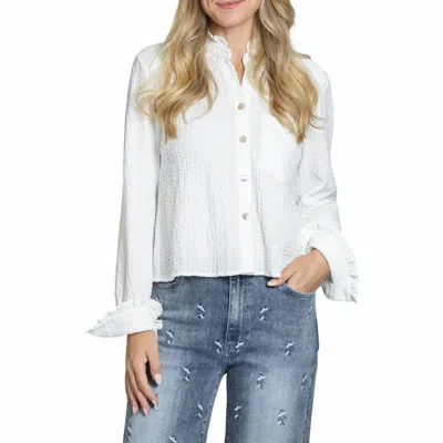Apny Cropped Check Shirt With Ruffle Detai In White