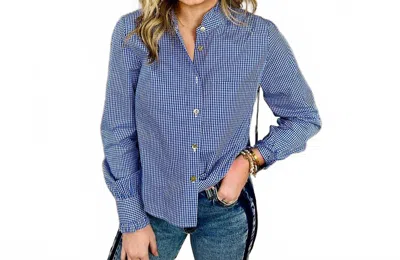 Apny Cropped Ruffle Shirt In Cobalt Blue
