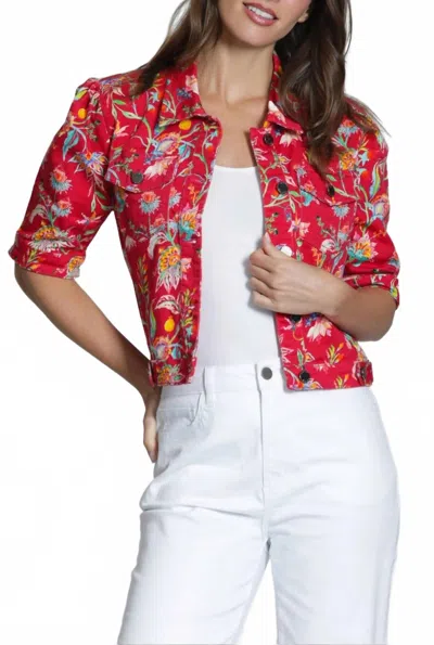 Apny Cropped Stretch Twill Jacket In Crimson Carnival In Black