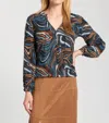 Apny Crossover Tassel Top In Mocha In Blue