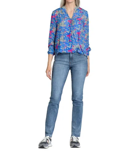 Apny Crossover Tassel Top In Periwinkle Fuchsia And Gray In Blue Multi