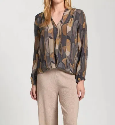 Apny Crossover Top With Tassel In Gray Multi