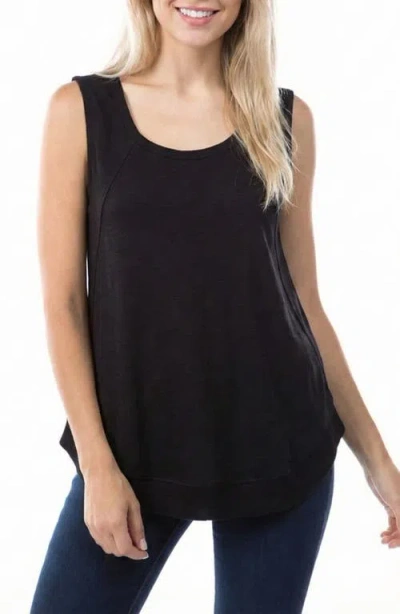 Apny Curve Hem Cotton Tank In Black