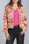 Apny Denim Jacket In Pink Retro Swirl