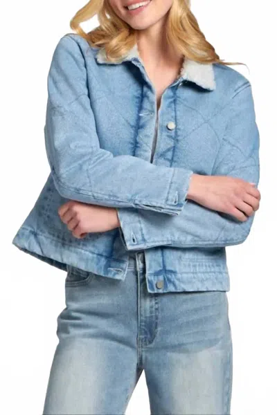 Apny Denim Jacket With Sherpa In Light Indigo In Blue