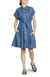 Apny Denim Shirtdress In Light Indigo