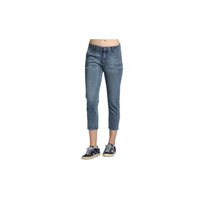 Apny Distressed Raw Hem Trouser Jean In Indigo In Blue