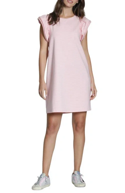 Apny Double Ruffle Sleeve Cotton Minidress In Pink