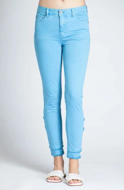 Apny Double Tulip Hem Back Skinny Jeans In Blue