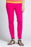 Apny Double Tulip Hem Back Skinny Jeans In Pink