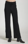 Apny Drawstring Waist Split Hem Pants In Black