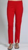 Apny Split Hem Pull-on Crop Slim Pants In Red