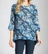 Apny Elbow Flare Tunic Top In Blue Paint