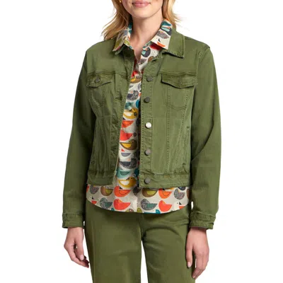 Apny Essential Denim Jacket In Green