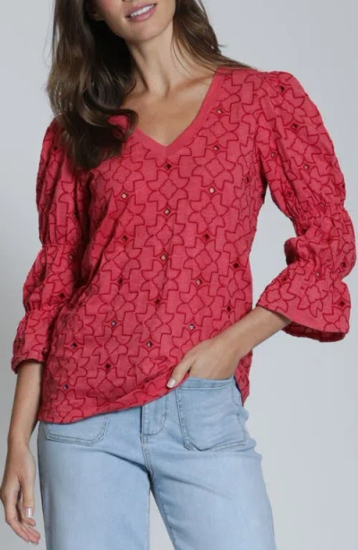 Apny Eyelet Grace T-shirt In Red