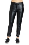 Apny Faux Leather Ankle Pants In Black