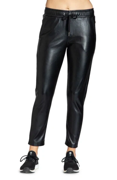 Apny Faux Leather Ankle Pants In Black