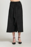 Apny Faux Suede Paneled A-lined Midi Skirt In Black