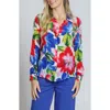Apny Floral Button-up Shirt In Red Multi