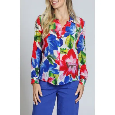 Apny Floral Button-up Shirt In Red Multi