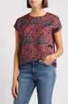 Apny Floral Cap Sleeve Shell In Multi
