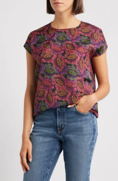 Apny Floral Cap Sleeve Shell In Multi