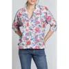 Apny Floral High-low Hem Top In Pink Multi