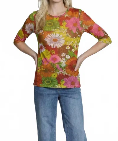 Apny Floral Mesh Top In Coconut In White