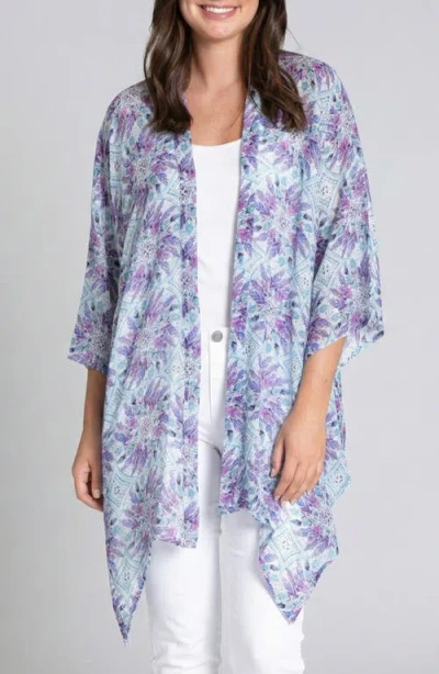 Apny Floral Open Front Jacket In Purple