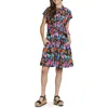 Apny Floral Print Belted A-line Dress In Pink Multi