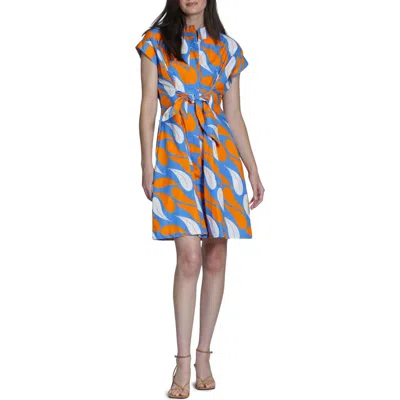 Apny Floral Print Belted A-line Dress In Multi